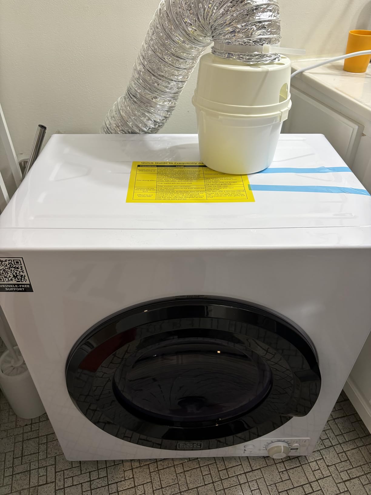 BLACK+DECKER 7.0 Cu. Ft. Front Load Dryer, Electric Clothes Dryer with LED Display and Dial Control, 5 Sensor and Manual Dry Selections, 240V, Requires Professional Installation, BLD67ME, White customer photo 2