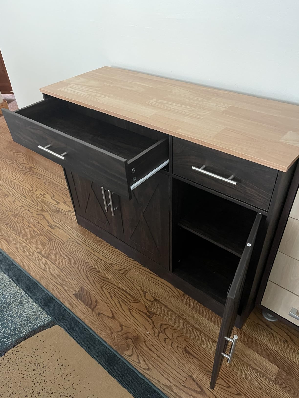 Shintenchi Modern Farmhouse Sideboard Buffet Cabinet with Storage with 3 Doors, 42