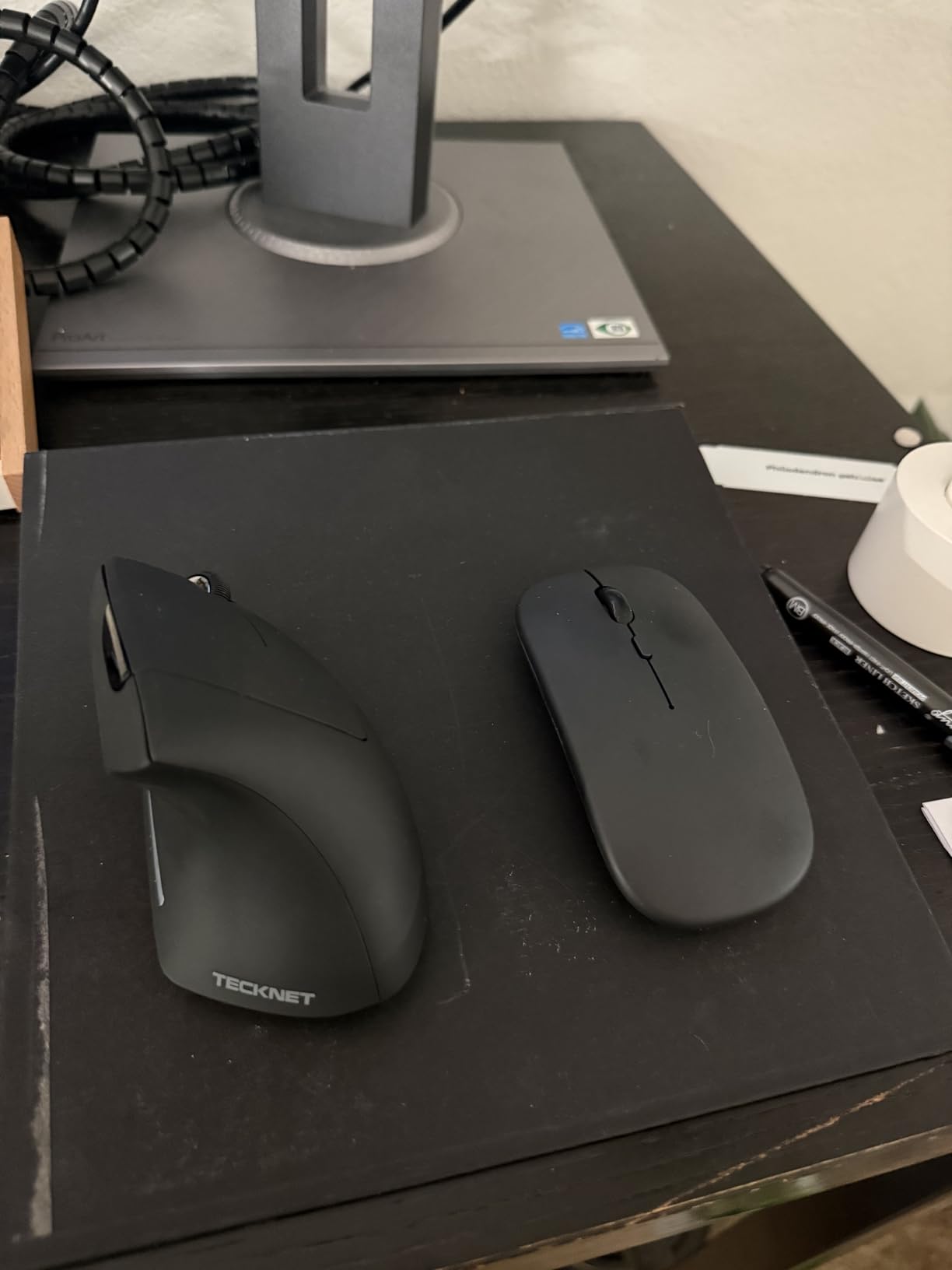 TECKNET Ergonomic Mouse, 4800 DPI Wireless Bluetooth Vertical, 3-Device | Switch Among 3 Devices, 6 DPI Levels, BT 5.0/2.4G USB-A, Quiet Clicks, 6 Buttons, Battery-Powered, Right-Handed, Black customer photo 1