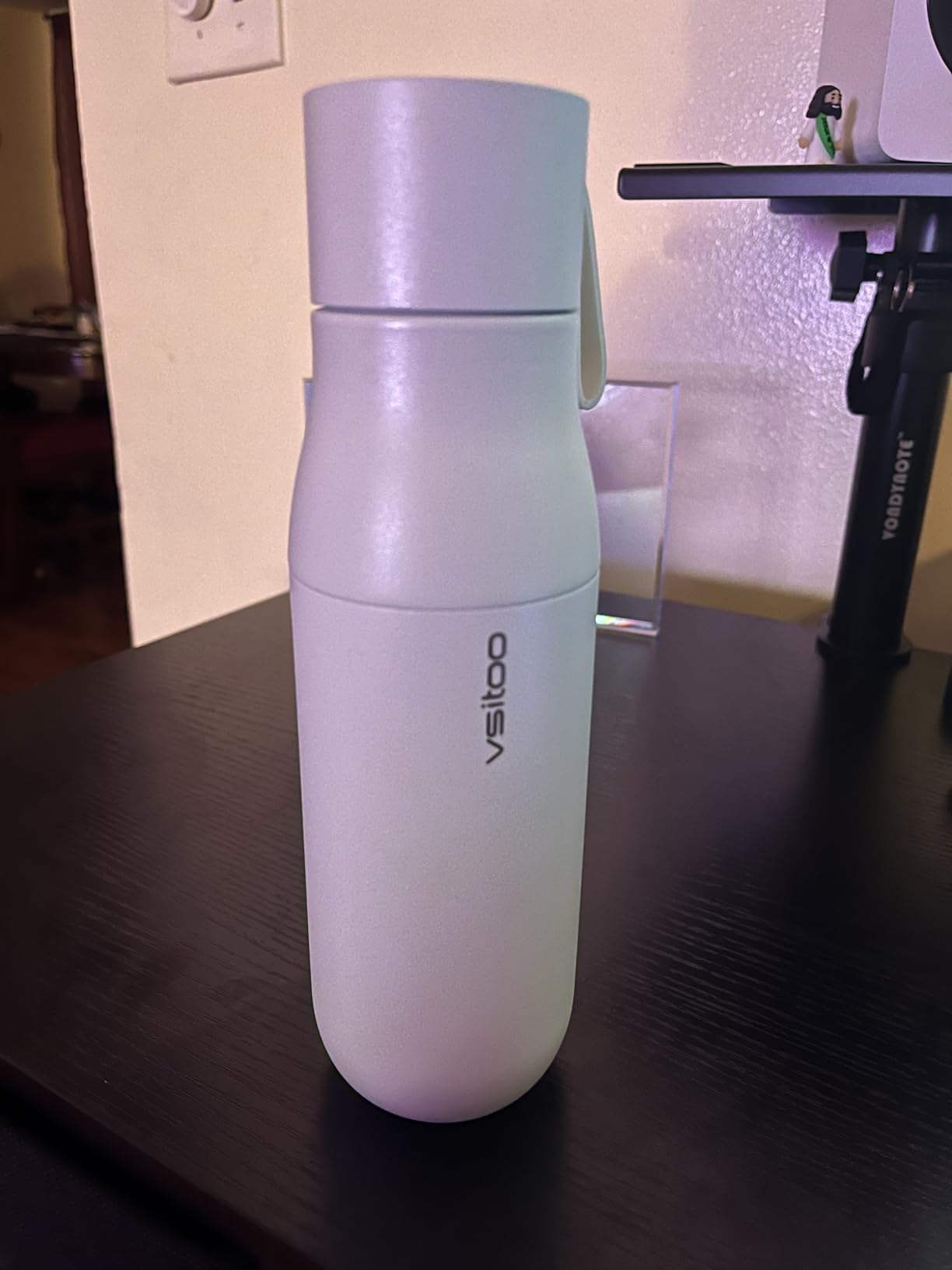 VSITOO 15oz Mini Smart Water Bottle, Self-Cleaning Insulated Bottle, Small Thermoses with AI, App & Touchscreen, Perfect Purse Water Bottle for Travel, Gym & Office, White customer photo 2