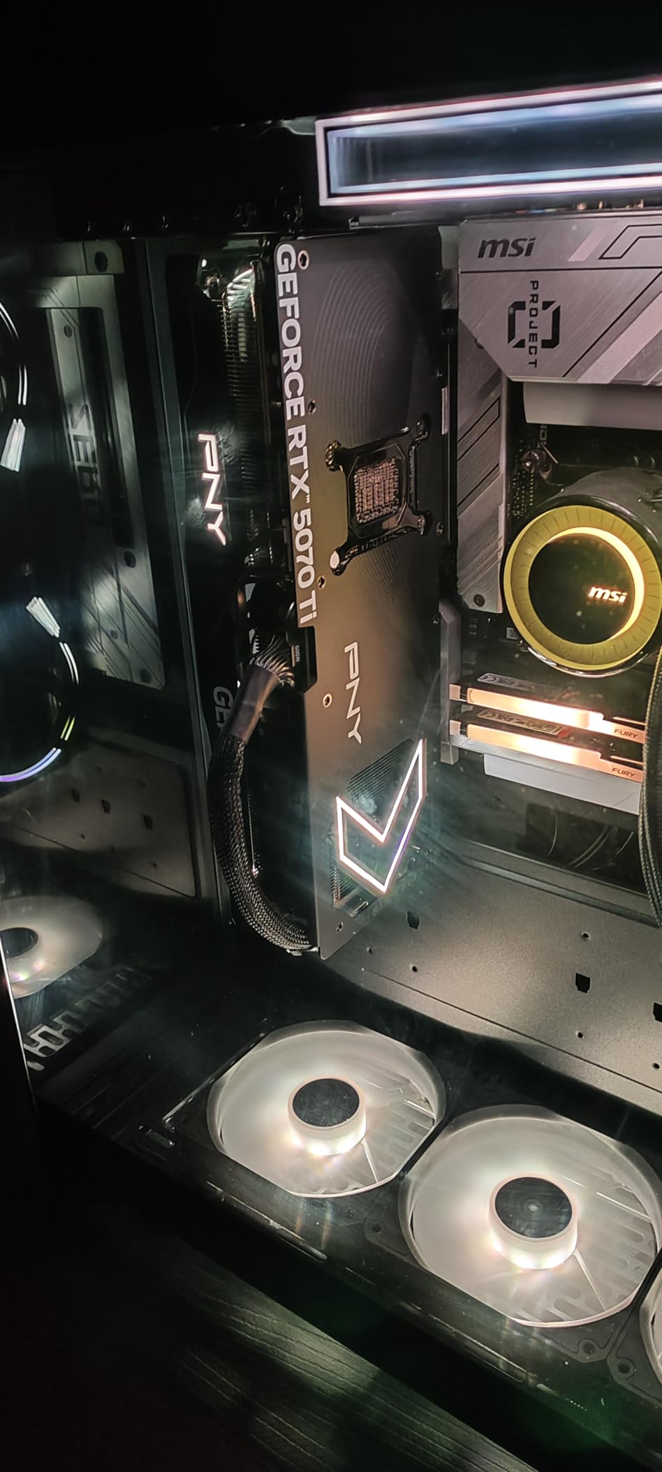 PNY GeForce RTX 5070 Ti Epic-X ARGB OC Triple Fan Graphics Card, 16GB GDDR7, 256-Bit, 2640 MHz Boost, PCIe 5.0, HDMI/DP 2.1, NVIDIA Blackwell, DLSS 4 customer photo 1