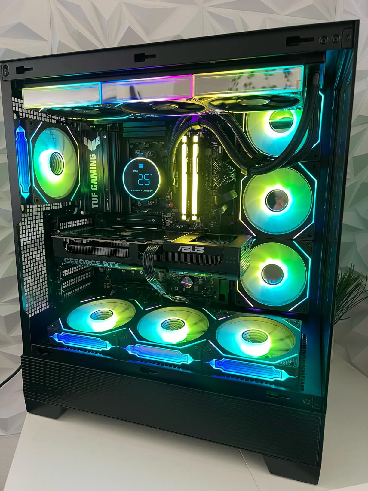 Prism4 Pro X3 120mm ARGB Reverse Case Fans, Infinity Mirror RGB Light Effect 5V 3PIN Motherboard Light Sync 800~1800RPM PWM PC Fan Suitable for Computer Case (Triple Pack Black) customer photo 1