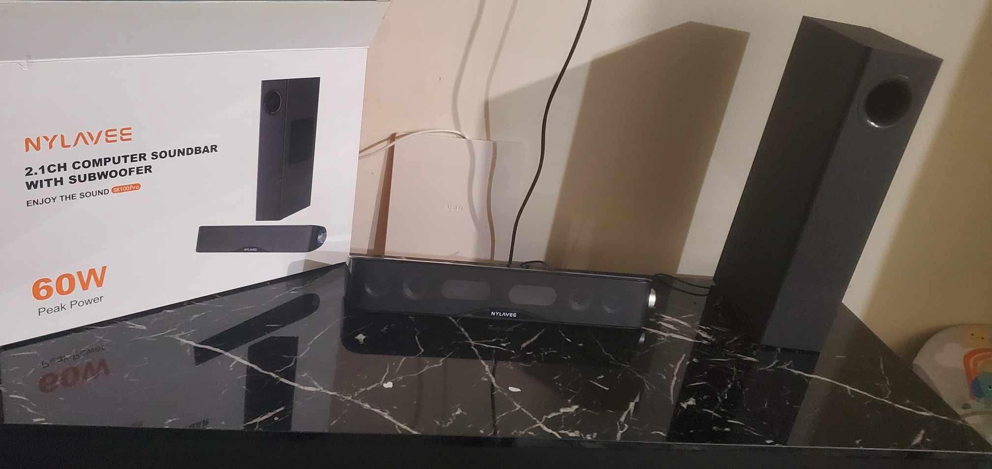 Nylavee Computer Speakers with Subwoofer, 2.1 PC Speakers System with Bluetooth 5.4 & 3.5mm Aux-in, 60W Peak Power, AC Adapter Powered Computer Sound Bar for Desktop PC, Laptop, Monitor, Gaming customer photo 2