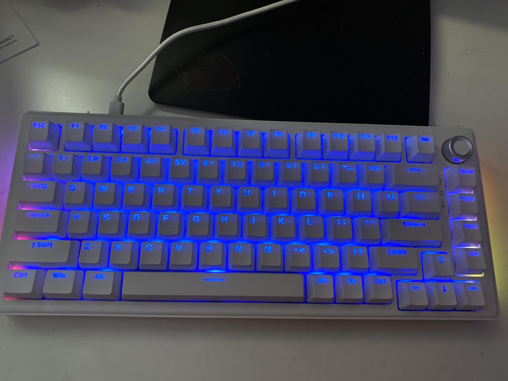 DIERYA DK81E 75% Mechanical Gaming Keyboard, Hot-Swappable, Wired, White, Gasket Mount, Pre-Lubed Linear Switches, 6-Layer Foam, Programmable, Volume Knob, RGB Backlight, Double-Shot Keycaps customer photo 1