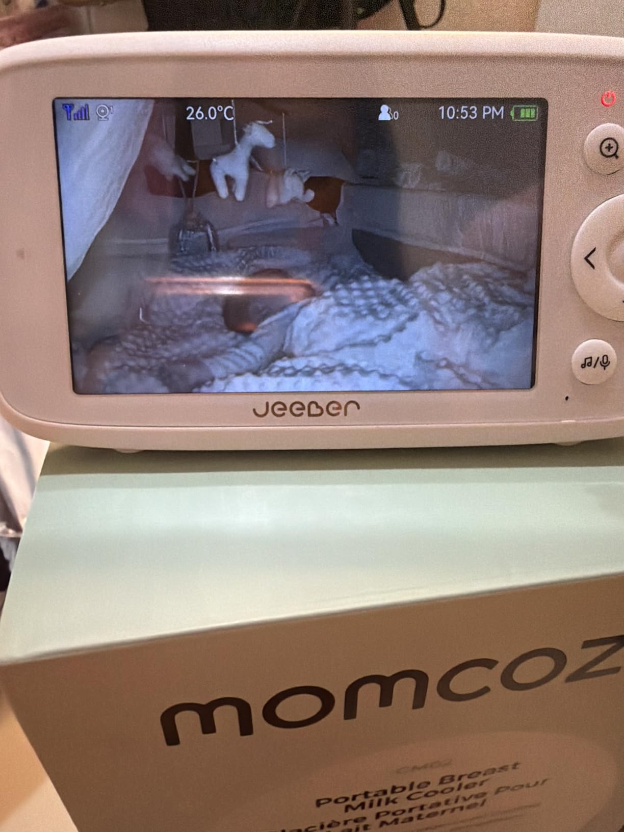 1080P WiFi Baby Monitor with Camera and Audio, Pan-Tilt-Zoom Video Camera, 4'' IPS Screen, HD Night Vision, Motion & Cry Detection, 360° View, Temperature Sensor, Feeding Reminder, Lullabies customer photo 1