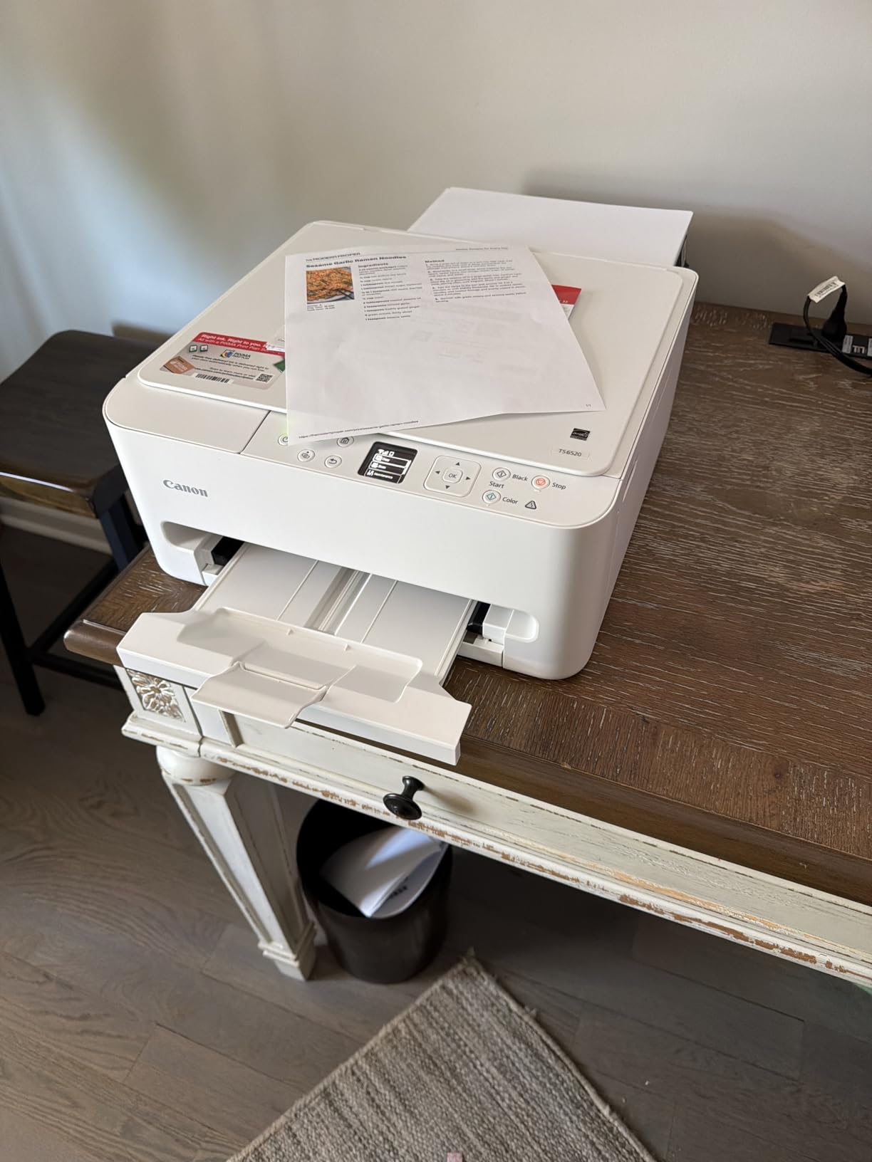 Canon PIXMA TS6520 Wireless Color Inkjet Printer Duplex Printing, White - Home Printer with Copier/Scanner, 1.42