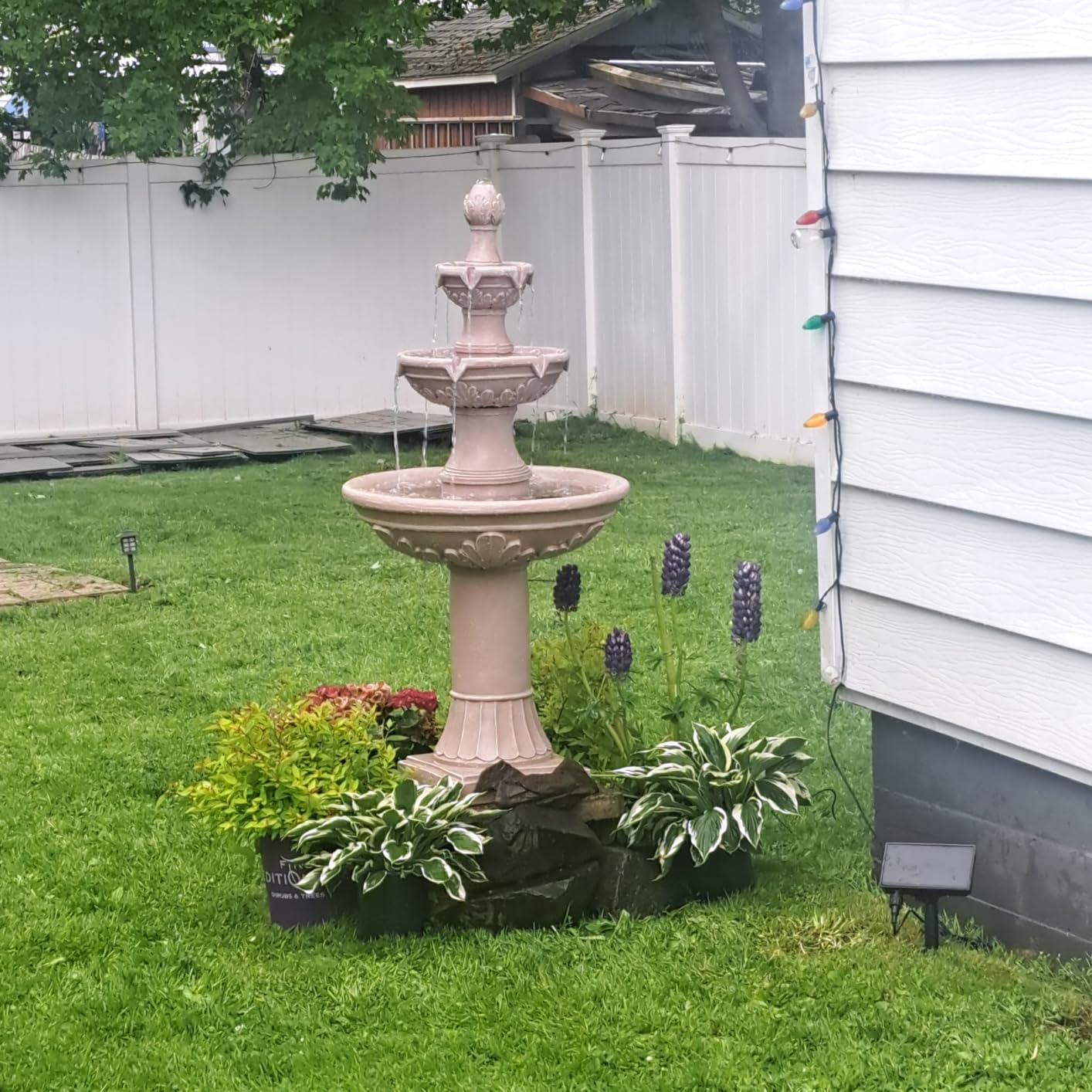 Italian Solar Water Fountains Outdoor Garden Decor - 48.4''H Fountains and Waterfalls Outside, Large Cascading Indoor Floor-Standing Resin Bubbler Fountain Features W/Pump for Patio, Backyard customer photo 1