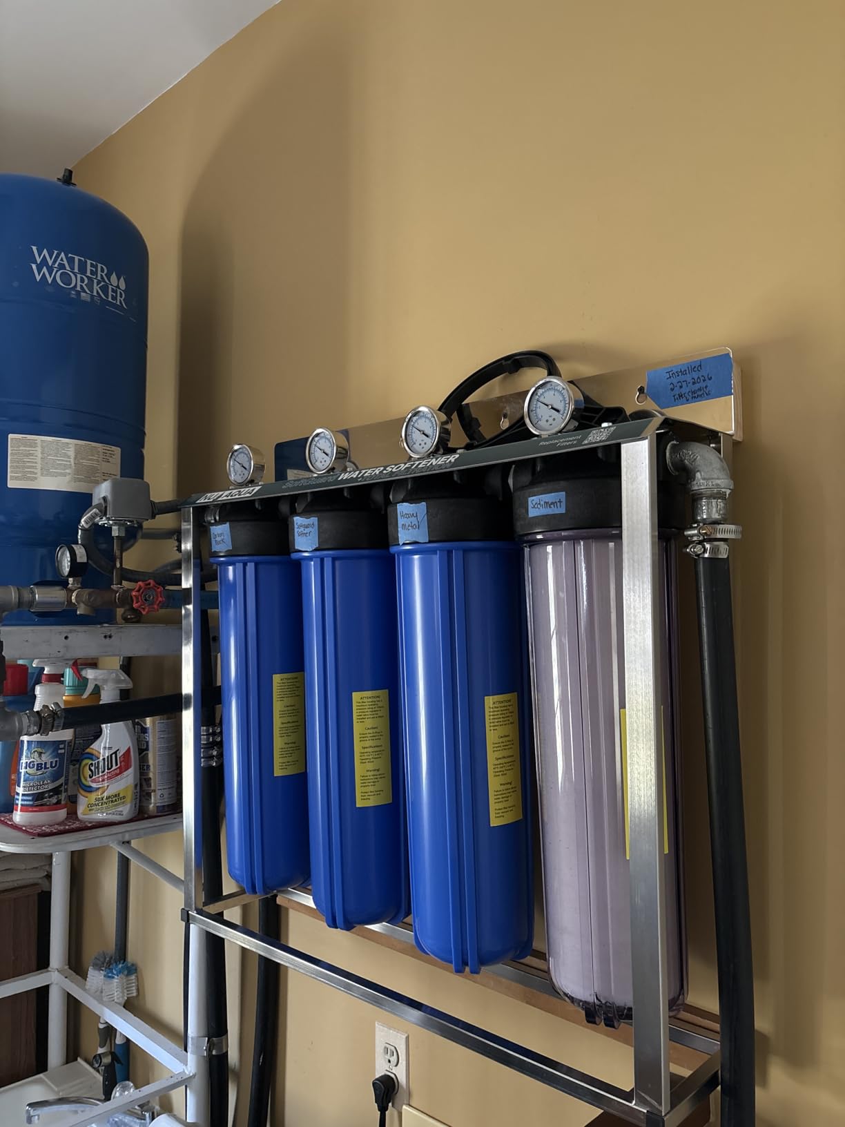 NU Aqua 4 Stage Main Line Salt Free Water Softener Whole House Water Filter System (20