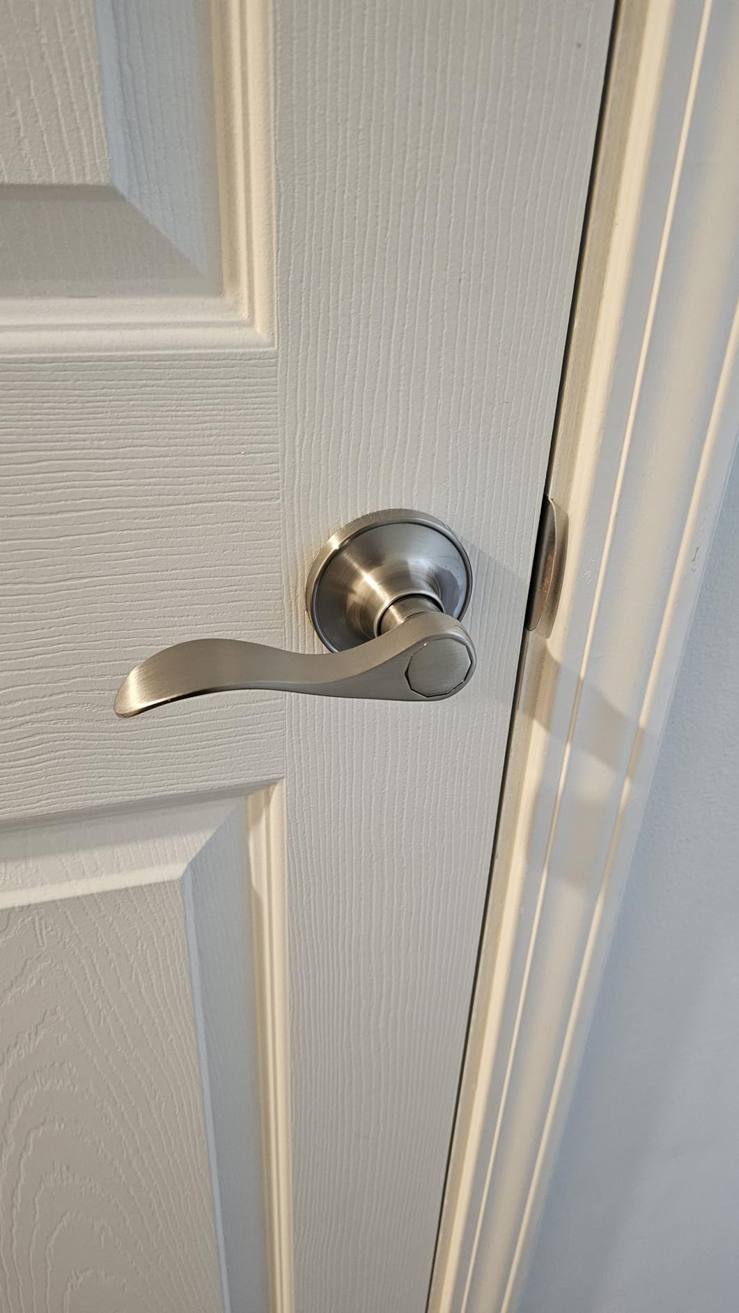 Probrico Interior Door Handles, Passage Door Lever Brass Gold, Door Handle for Closet Hallway, Modern Wave Style, 1 Pack customer photo 2