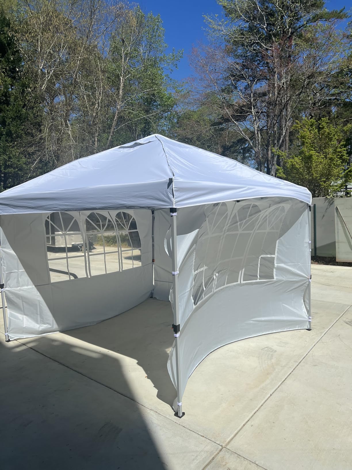 Raynesys Pop Up Canopy Tent with Sidewalls, 10x10ft 10 Person Party Tent One Push Setup, Portable Gazebo Outdoor Sun Shade for Events, Parties, Camping, Commercial, Silver Coated Top, White customer photo 1
