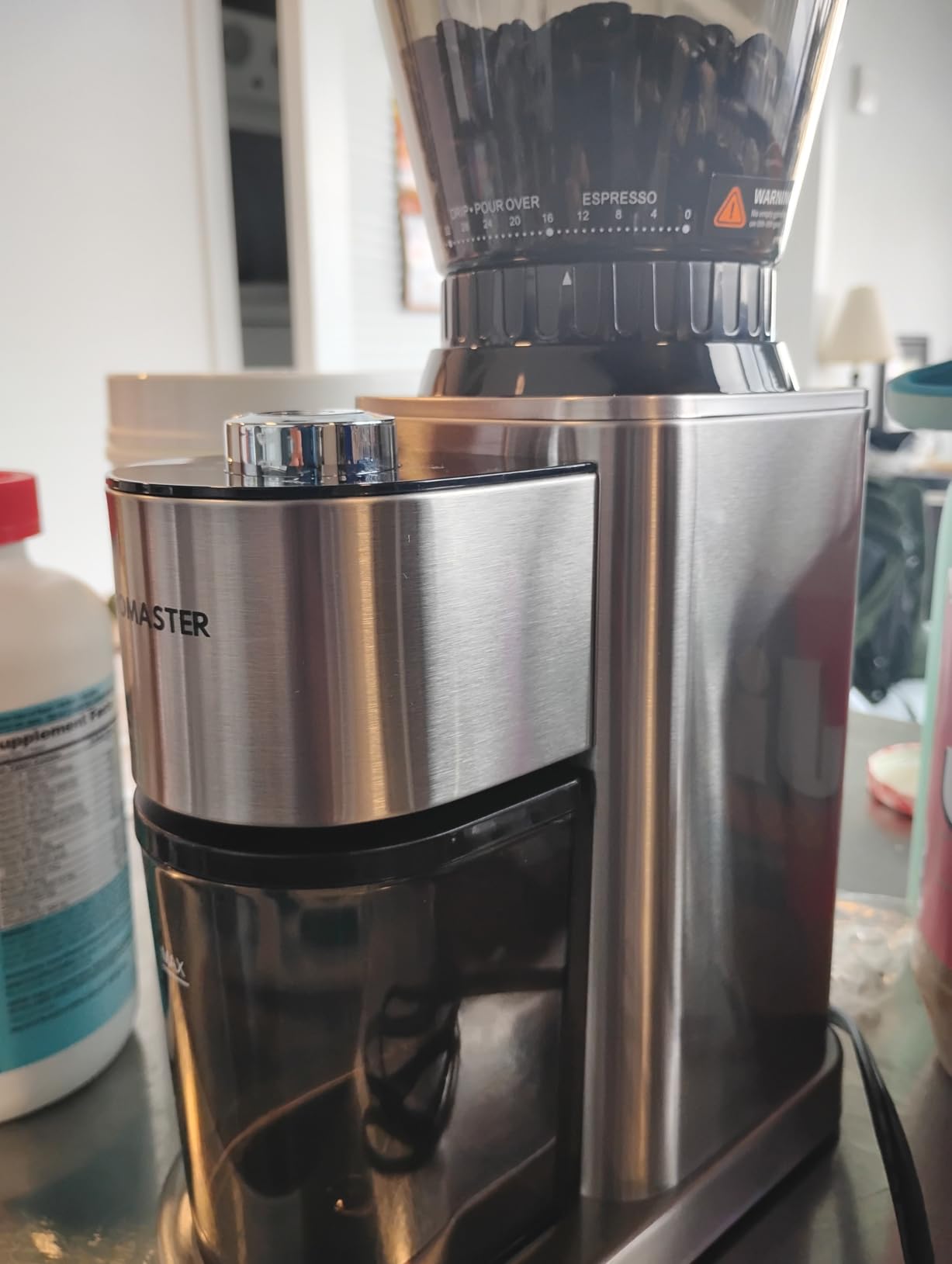 Aromaster Coffee Grinder, Coffee Bean Grinder, 40 Seconds Adjustable Timer, Anti-static, Easy to Clean with Brush, Silver customer photo 1
