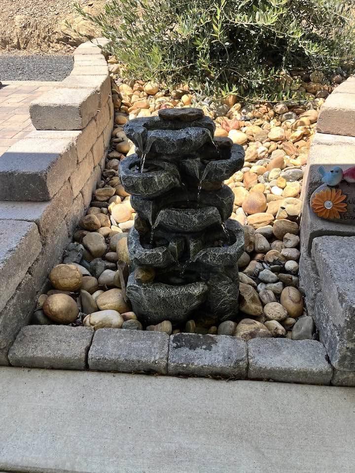 5 Tiered Solar Powered Water Fountain, Solar Water Fountain Outdoor Garden Cascading Rock Water Fall Fountains Outside with Lights for Backyard, Patio, Deck, Porch, 24