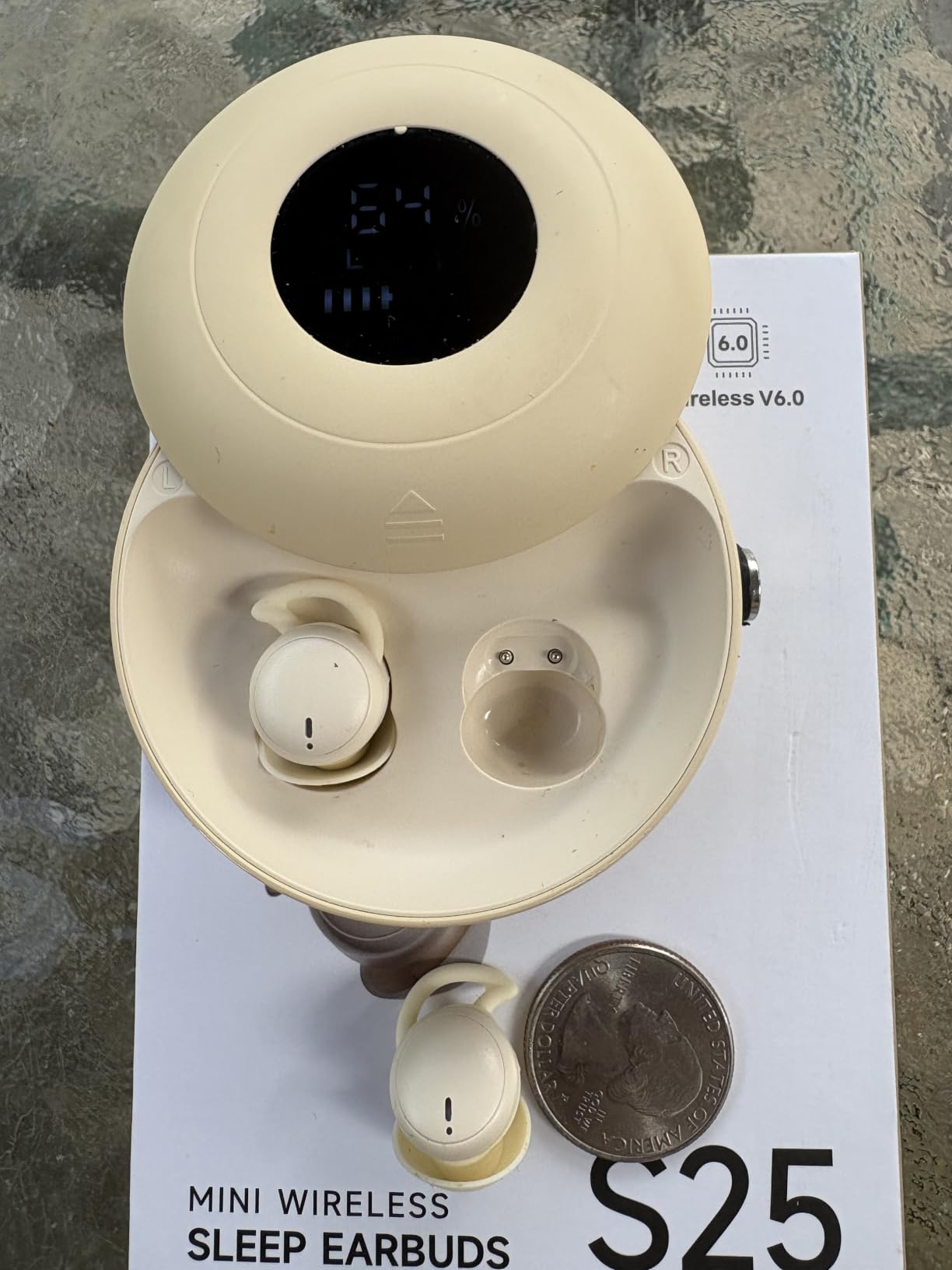 Sleep Earbuds Bluetooth 6.0, Mini Invisible Silicone Sleep Earbuds for Side Sleepers, Noise Blocking Sleeping Headphones, Hidden Earbuds with LED Display for Small Ears, Sleep & Relax (Beige) customer photo 1