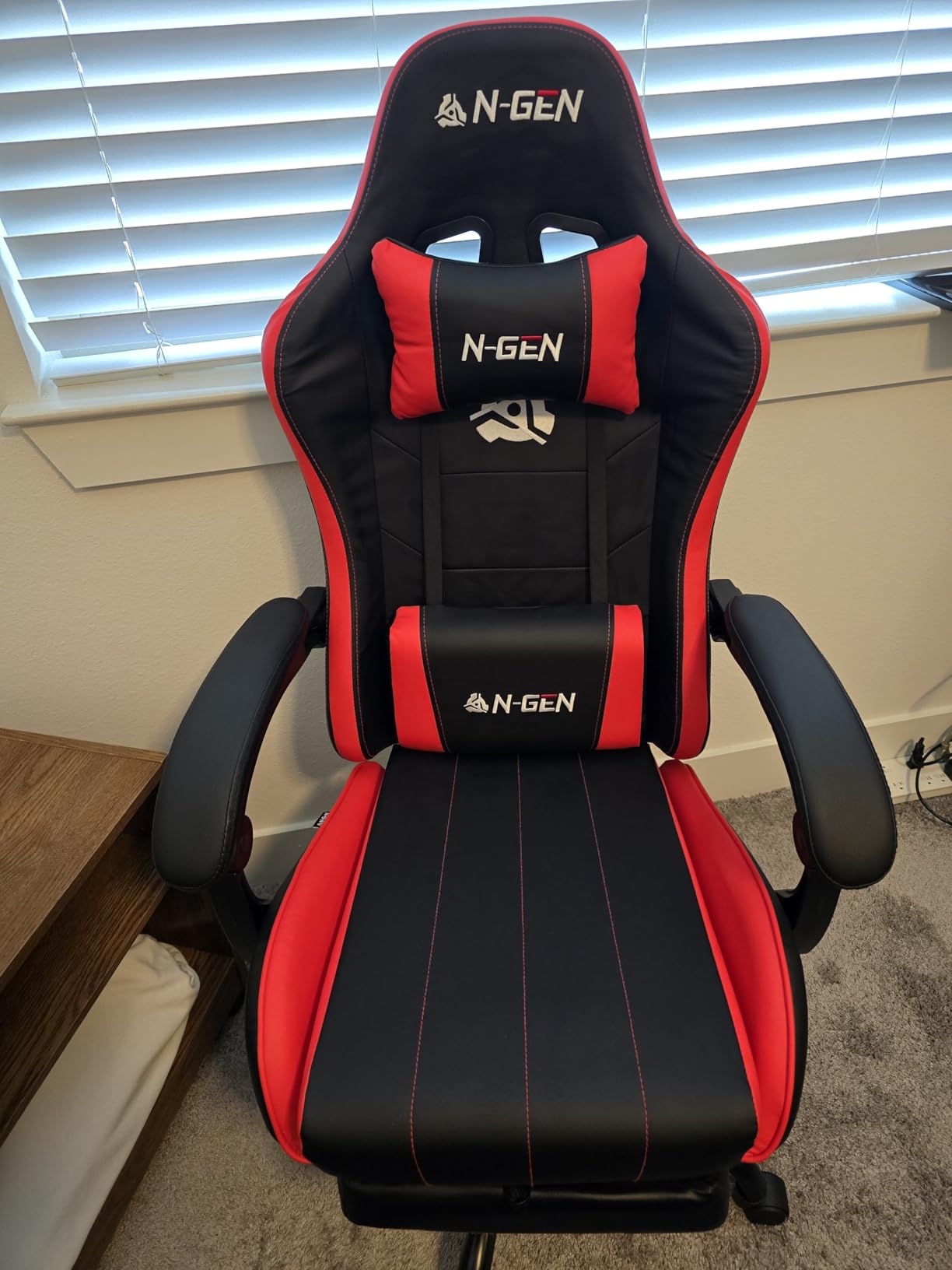 N-GEN GAMING Video Gaming Chair with Footrest Lumbar Support for Home Office High Back Recliner Height Adjustable Ergonomic Comfy Leather Computer Desk Chair (Carbon Black) customer photo 1