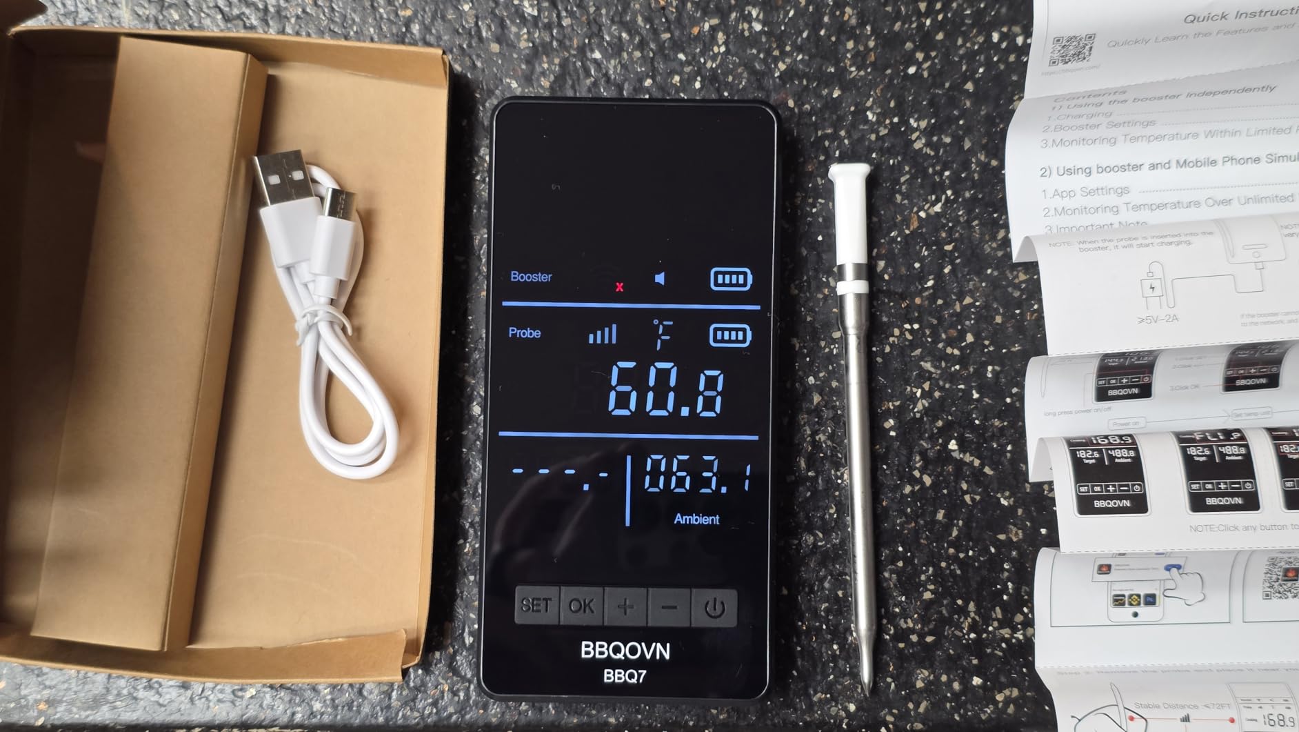 BBQOVN Smart WiFi Wireless Meat Thermometer, Sub-1G 656FT Range, 7-Sensor Probe, Standalone LED Base, IP68 Waterproof, APP Remote for BBQ Grill Smoker Oven customer photo 2