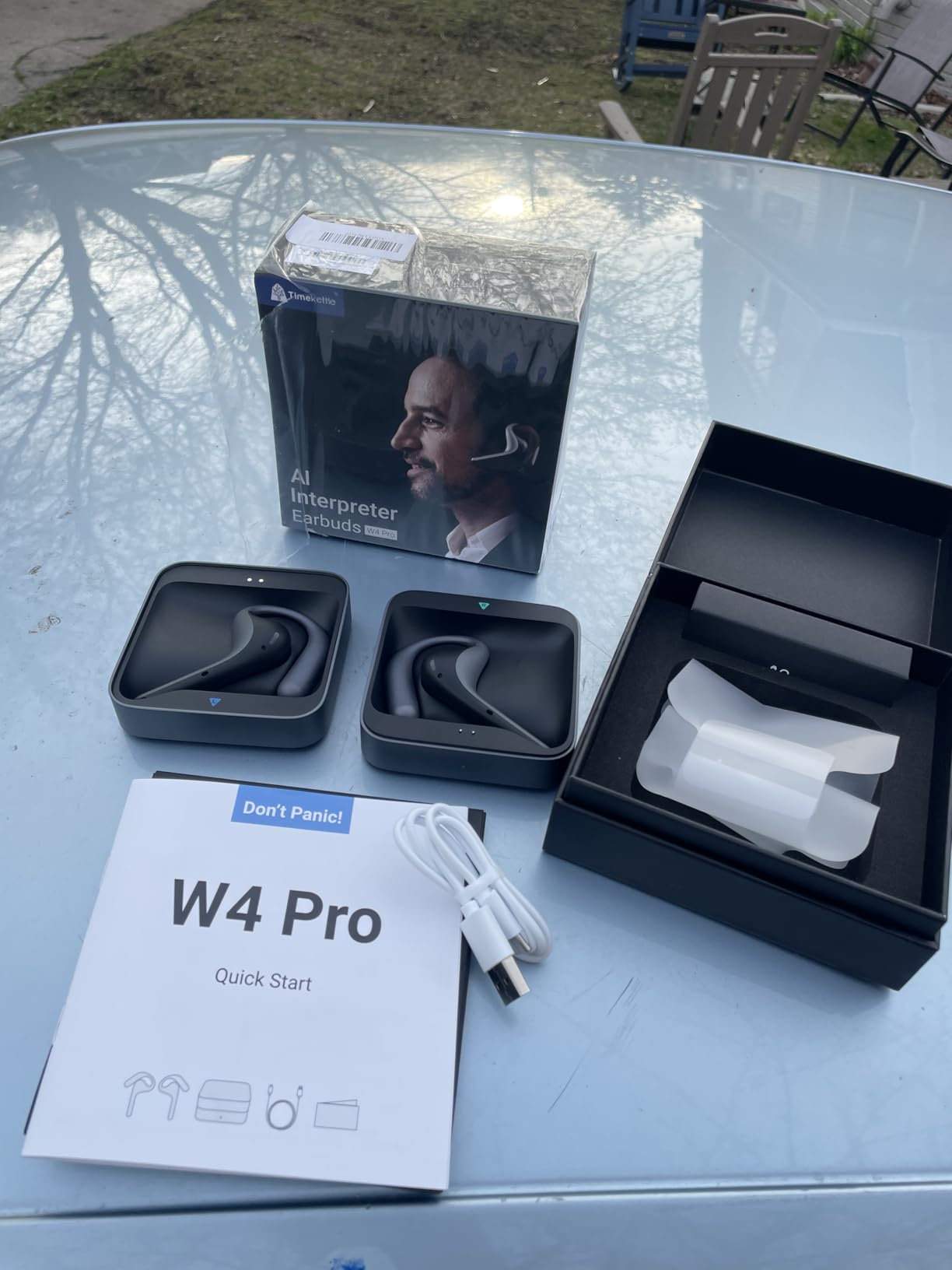 W4 Pro AI Interpreter Earbuds, Real-Time Bidirectional Voice Translation, 50+ Languages, Video and Call Bluetooth Translator, for Business, Compatible with iOS/Android Gray customer photo 1