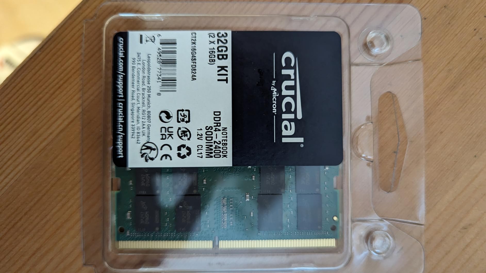 Crucial 32GB Kit (16GBx2), 260-pin SODIMM, DDR4 PC4-19200 customer photo 1