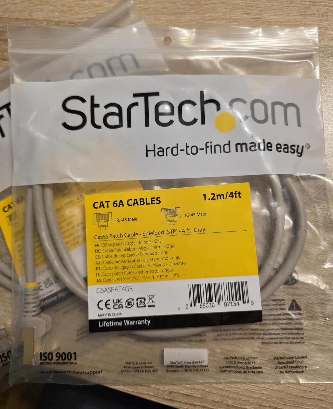 StarTech 6ft Cat6a Snagless Ethernet Cable, Black (C6ASPAT6BK) | 100W PoE delivery, Gold-plated RJ45, Patch Cable, Ethernet Cord, 10 Gigabit, 10GbE, Network, Strain Relief, TIA, 26AWG copper customer photo 1