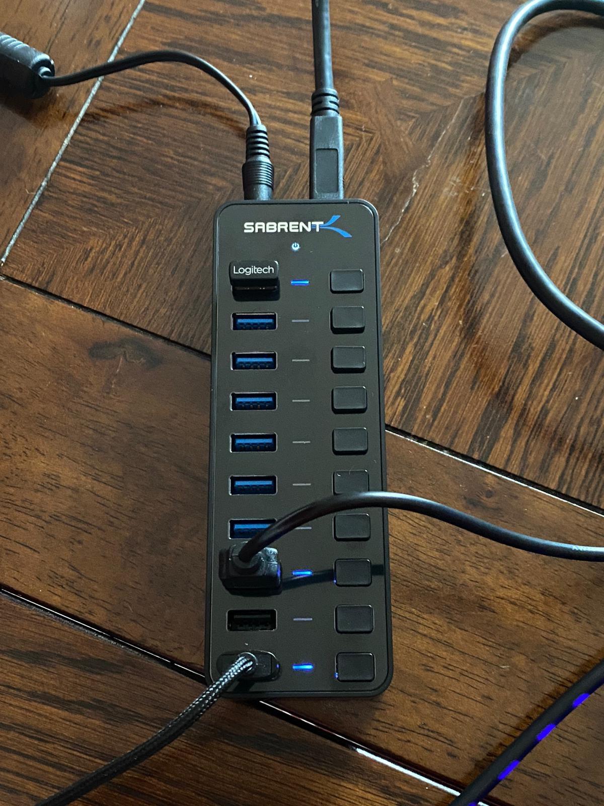 SABRENT 10-Port Powered USB 3.0 Hub, 3 Charging Ports, 60W (HB-B7C3) | Individual power switches & LEDs; for PC, Mac, Xbox, PS5, laptop, desktop customer photo 1