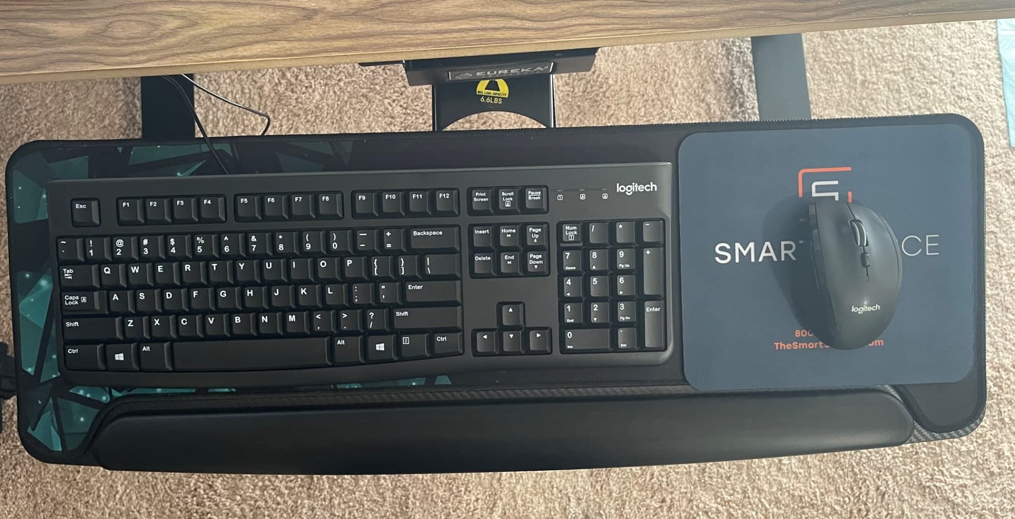 EUREKA ERGONOMIC Height Adjustable Mouse & Keyboard Tray Under Desk, 28x10'' Large Slide Out Swivel Tilt Computer Keyboard Drawer with Pad for Gaming Home Office, Dual Mount customer photo 1