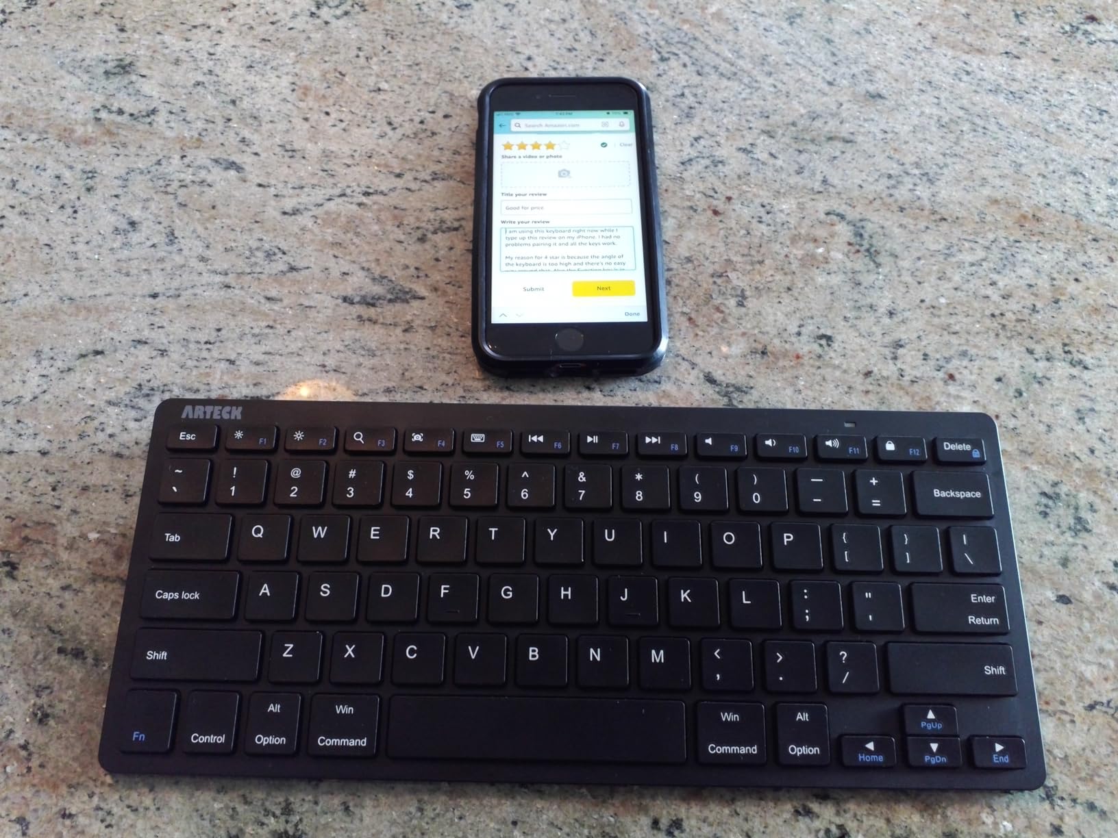 Arteck Compact Wireless Bluetooth Keyboard for iPad Tablet iPhone PC Black customer photo 1