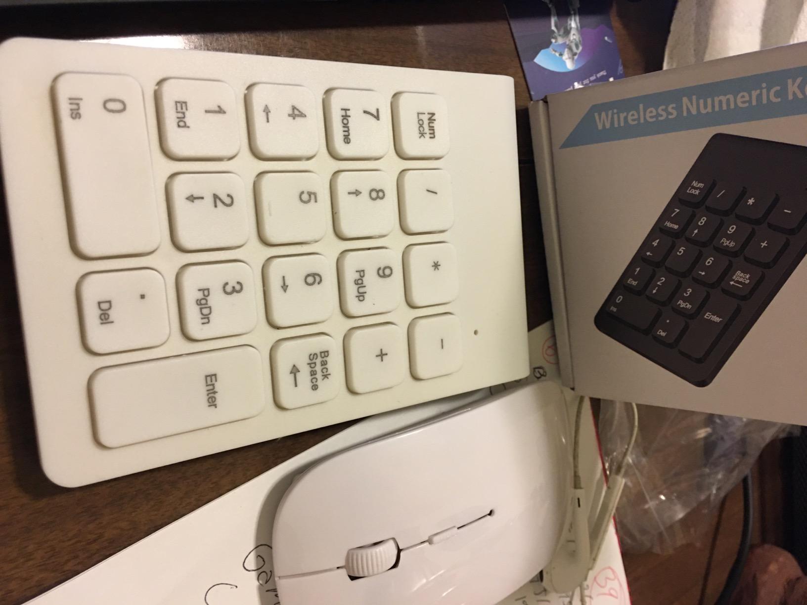 TRELC Wireless Numeric Keypad, Mini 2.4G 18 Keys Number Pad, Portable Silent Financial Accounting Numeric Keypad Keyboard Extensions with Wireless Mouse for Laptop, PC, Desktop, Notebook (Black) customer photo 1