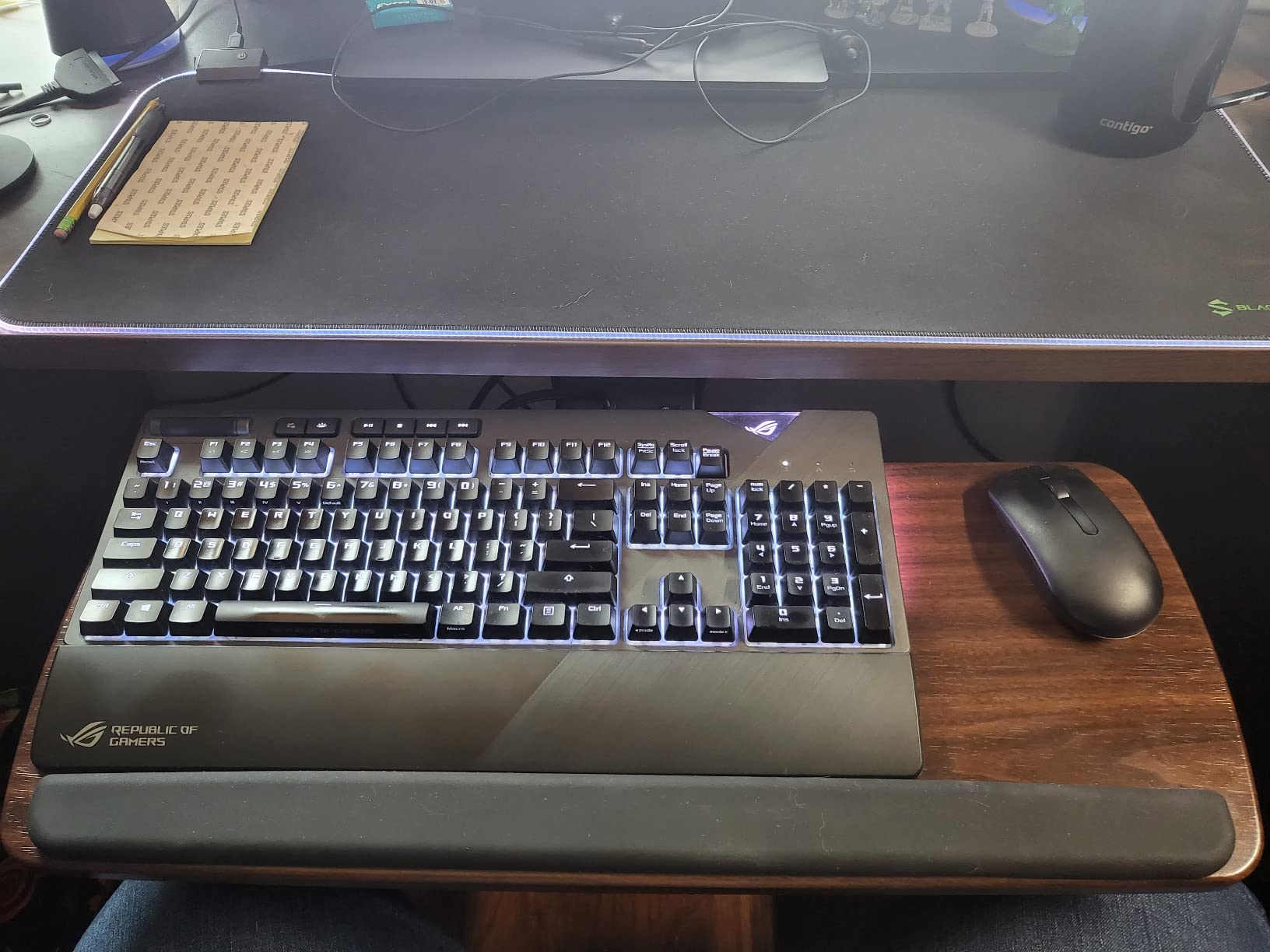 HUANUO Under Desk Keyboard Tray, 360 Degree Adjustable Mouse Platform | 25 x 9.84 inch tray, wrist rest, 6.3 inch height adjustment, slide-out design, tilt and swivel for typing comfort customer photo 1