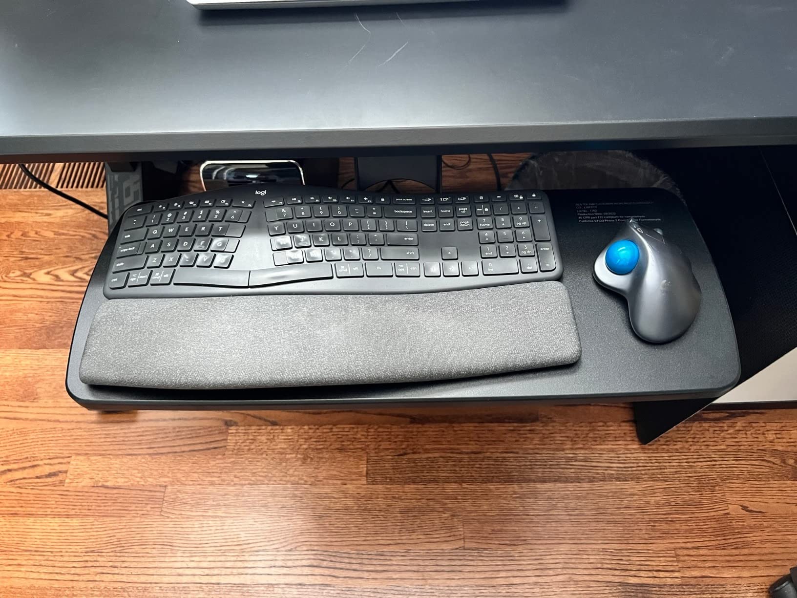 HUANUO Under Desk Keyboard Tray, 360 Degree Adjustable Mouse Platform | 25 x 9.84 inch tray, wrist rest, 6.3 inch height adjustment, slide-out design, tilt and swivel for typing comfort customer photo 2