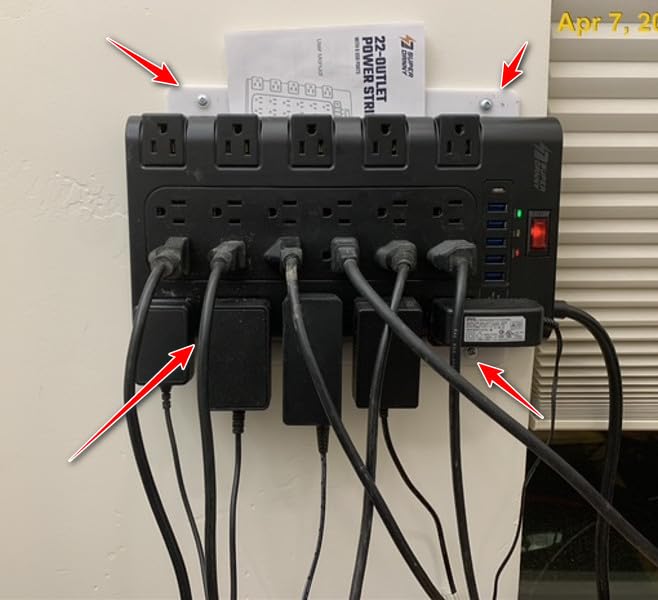 SUPERDANNY Power Strip Surge Protector, 22 AC 6 USB, 2100J, 6.5Ft,1875W/15A | 5A1C, Heavy Duty Extension Cord with Multiple Outlets, Flat Plug Outlet Extender for Home, Office, Dorm, Gaming Room, Black customer photo 2