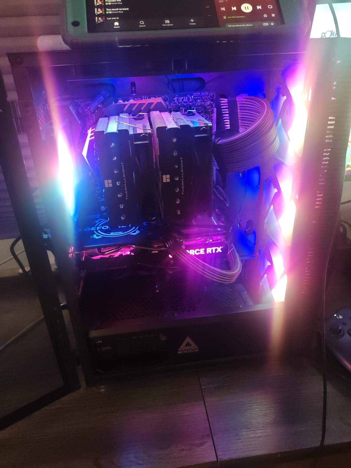 MONTECH X3 Mesh High Airflow ATX Mid-Tower PC Case, 6 Fixed RGB Fans, Black | 305mm GPU Support, 240mm Radiator Support, Swivel Tempered Glass, USB 3.0, 3x140mm Intake Fans, Dust Filters customer photo 1