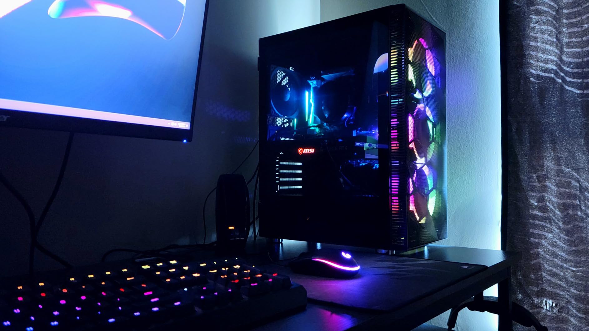 MONTECH X3 Mesh High Airflow ATX Mid-Tower PC Case, 6 Fixed RGB Fans, Black | 305mm GPU Support, 240mm Radiator Support, Swivel Tempered Glass, USB 3.0, 3x140mm Intake Fans, Dust Filters customer photo 2