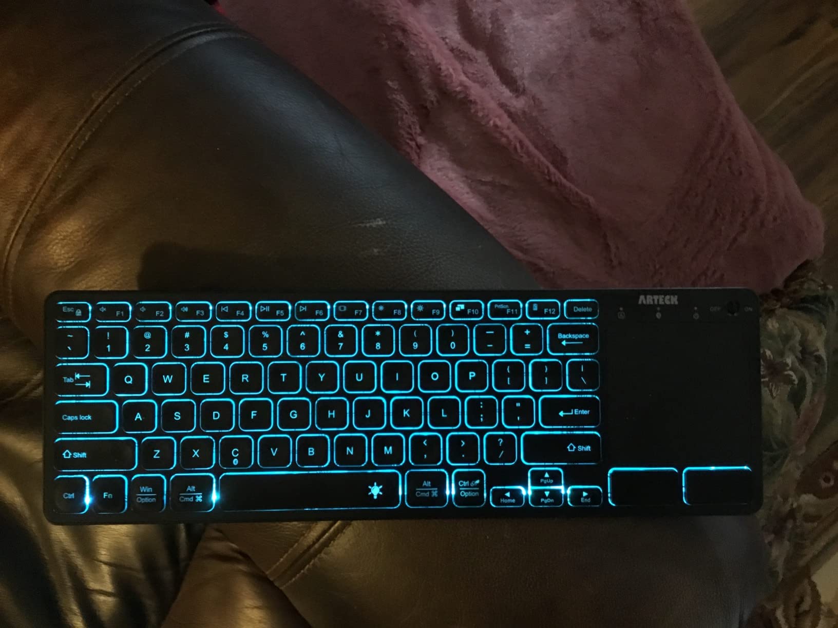 Arteck Universal Backlit 7-Colors Bluetooth Touch TV Keyboard with Easy Media Control and Build-in Touchpad for TV-Connected Computer, Smart TV, Desktop, Laptop, iPad, Surface, Tablet, HTPC customer photo 2