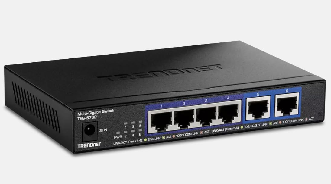 TRENDnet 6-Port 10G Switch, 4 x 2.5G RJ-45 Base-T Ports, TEG-S762 | 2 x 10G RJ-45 Ports, 60Gbps Switching Capacity, Wall Mountable, Ethernet Splitter, NDAA & TAA Compliant, Lifetime Protection customer photo 2