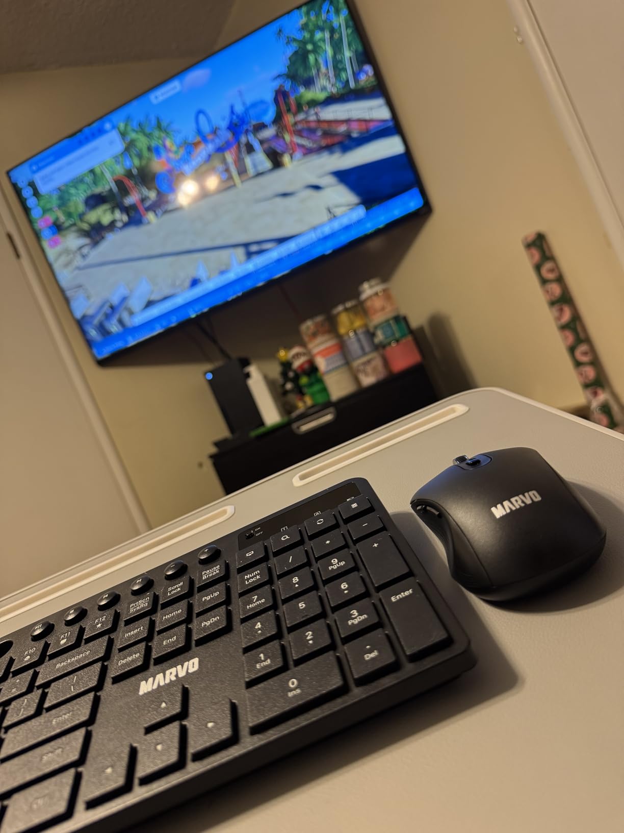 MARVO Wireless Keyboard and Mouse Combo with Phone Holder, Full-Size, Black | 2.4G Ergonomic Wireless Computer Keyboard customer photo 1