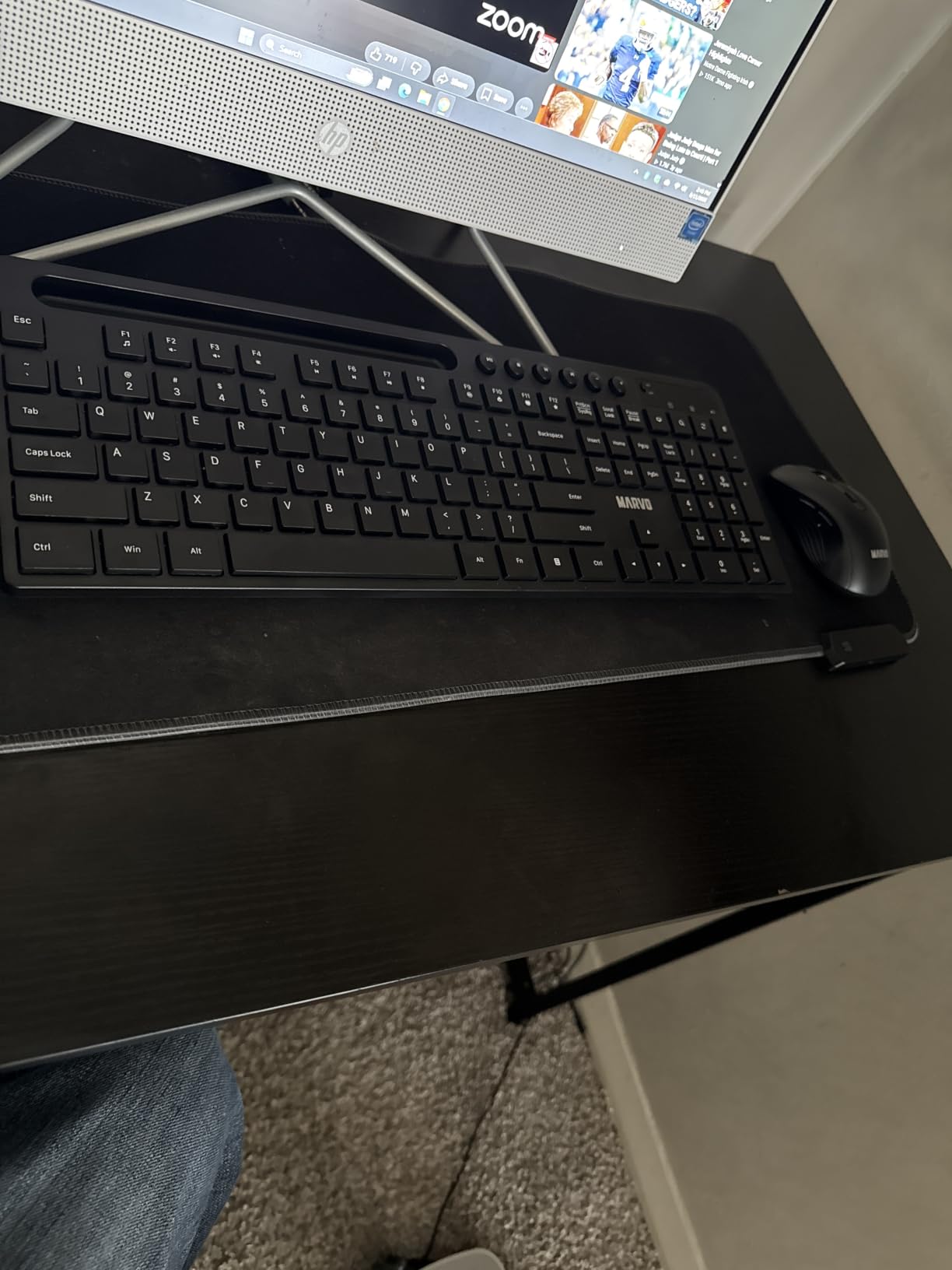 MARVO Wireless Keyboard and Mouse Combo with Phone Holder, Full-Size, Black | 2.4G Ergonomic Wireless Computer Keyboard customer photo 2