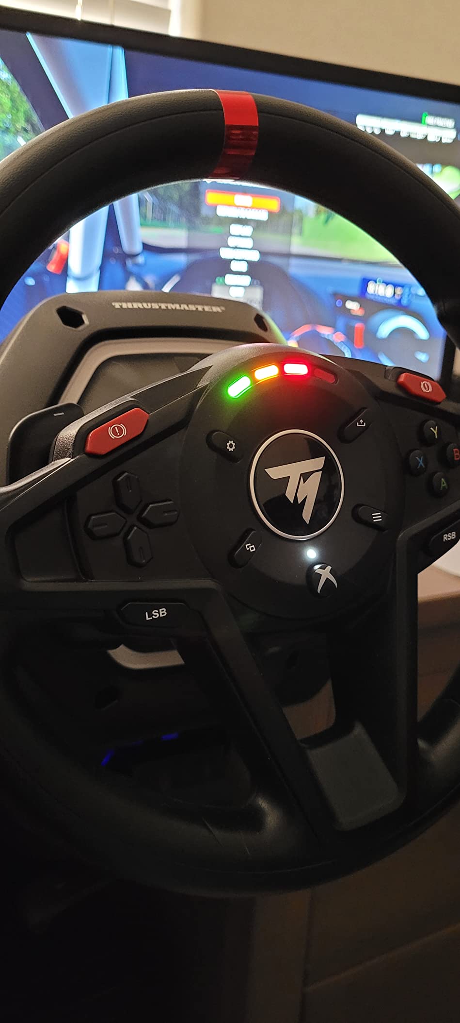 Thrustmaster T128 P Force Feedback Racing Wheel & Pedal Set - PS5 & PC | Magnetic paddle shifters, 900-degree rotation, hybrid drive, quick-attach desk clamp, for sim driving, farming & truck games customer photo 1