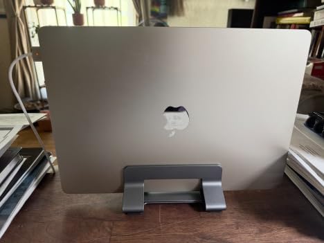 Aluminum Dual Vertical Laptop Stand Dock Holder, Supports 2 Devices, Adjustable Slot Width 15-36mm, Space-Saving Upright Storage for MacBook and Laptops customer photo 1