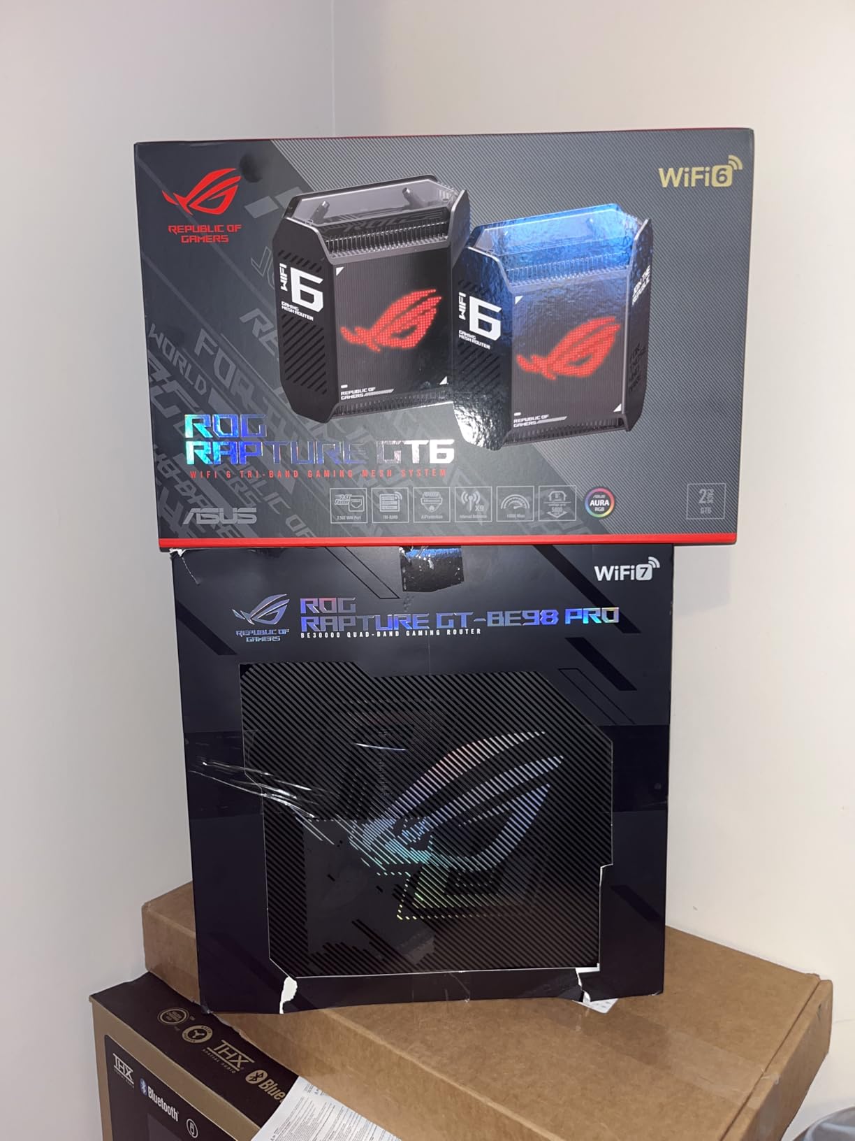 ASUS ROG Rapture GT6 (2PK) AX10000 Tri-Band WiFi 6 Gaming Mesh System, Covers up to 5,800 sq ft, 2.5 Gbps Port, Triple-Level Game Acceleration, UNII 4, Free Lifetime Internet Security, Black customer photo 1