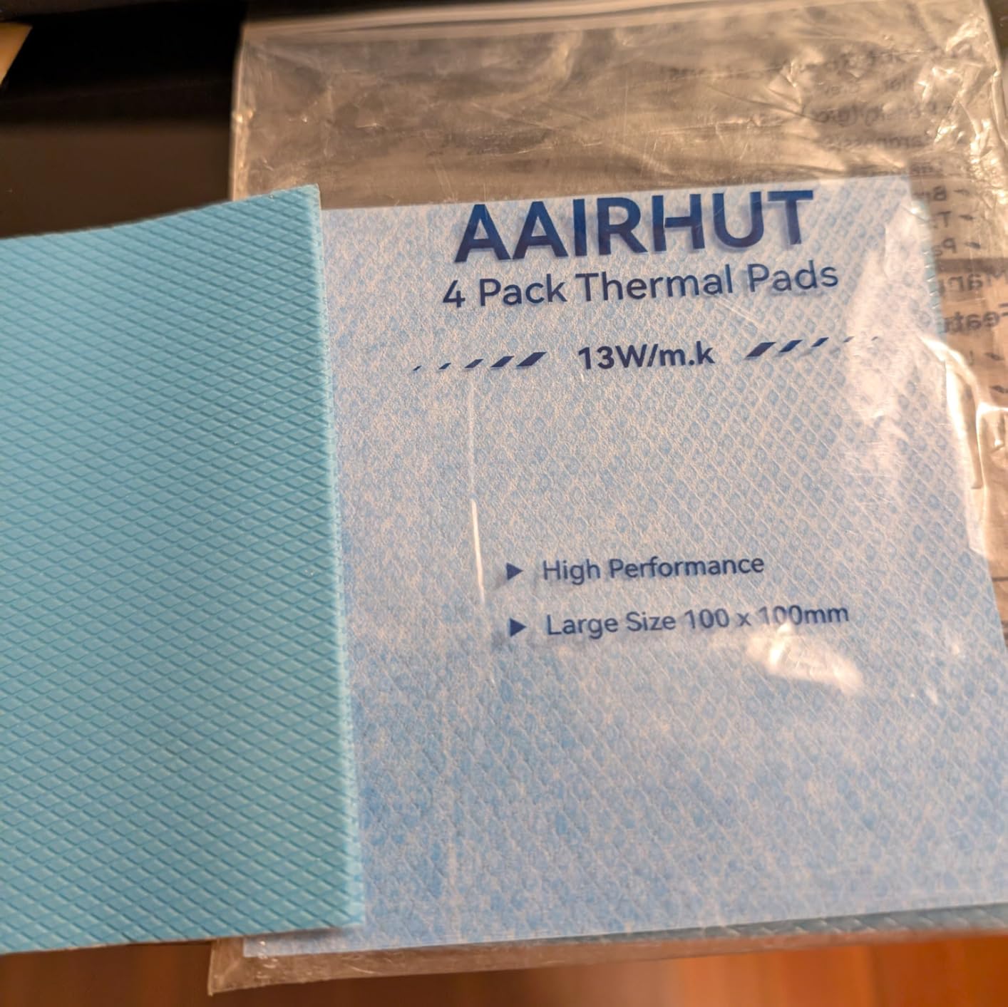 Aairhut 4 Pack 13 W/m.K Thermal Pads, 100 x 100 mm x [0.5 mm+1 mm+1.5 mm+2 mm] Silicone Cooling Pad Non Conductive Heat Resistance Extreme Odyssey Cover with Dual Self-Adhesive Films for PC Laptop PS4 customer photo 2