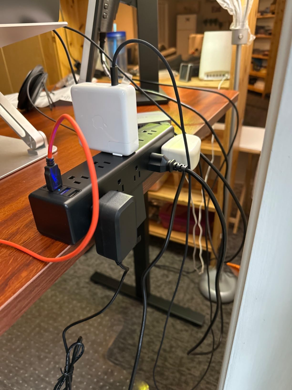 CCCEI Standing Desk Clamp Power Strip with 15 Outlets, Widely Spaced Desktop Edge Mount Surge Protector Outlet, Fast Charging USB-A and USB-C Ports, 6 FT Flat Plug, Black Fit 1.6 inch Table top customer photo 1