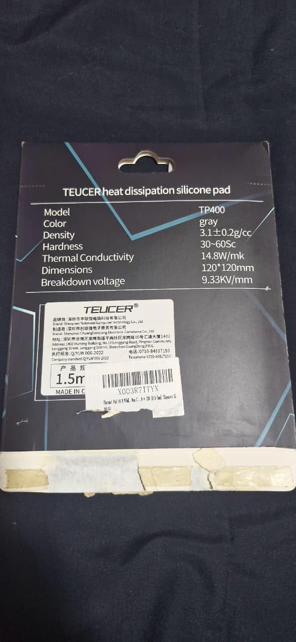 Thermal Pad 14.8 W/mK, 120x120x1.5mm, Non Conductive, High Temp Resistance, Silicone, For Laptop, GPU, CPU, LED Cooler customer photo 2