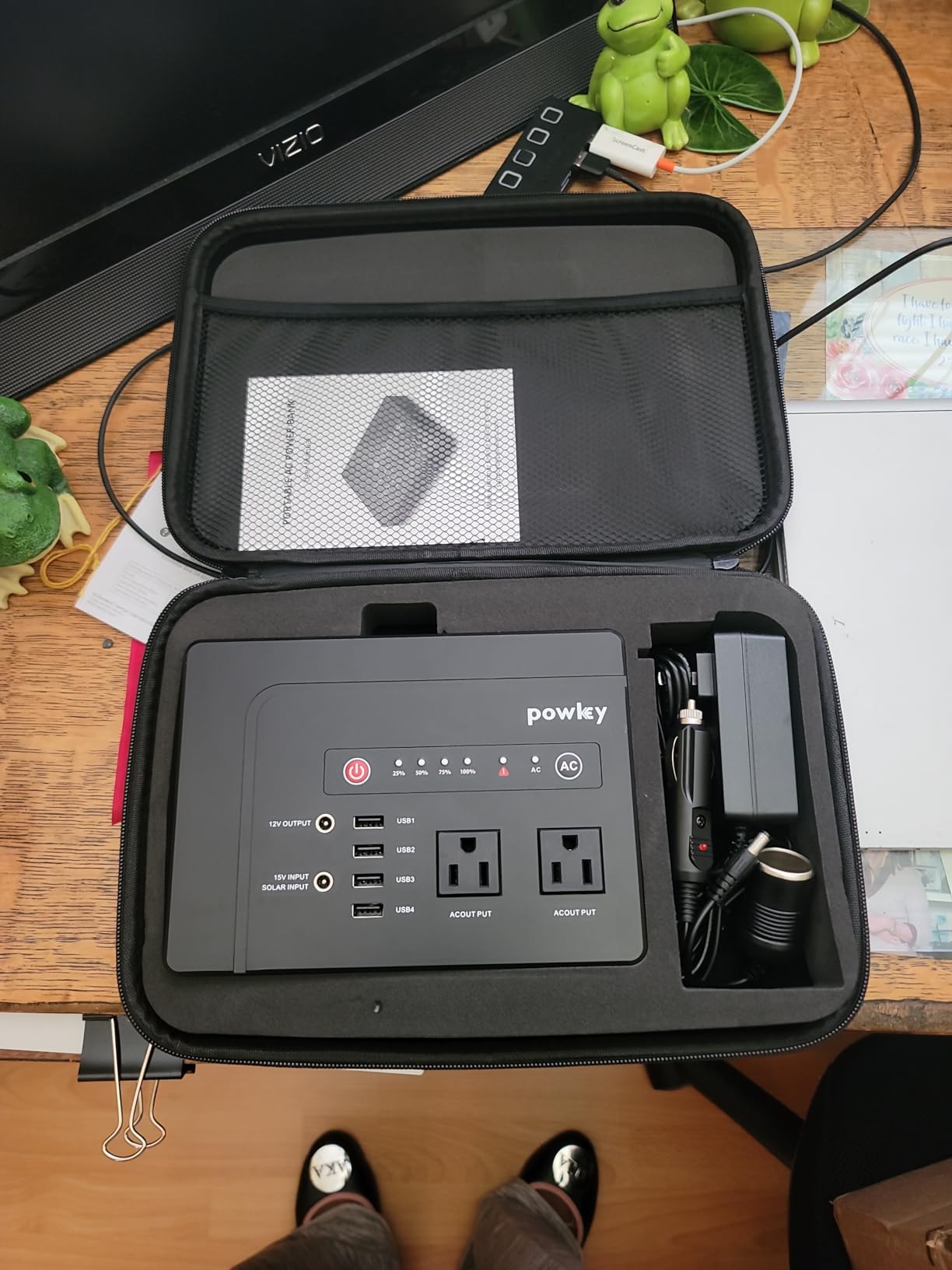 Portable Power Station 200W, Rechargeable Battery Powered with AC Outlet | Powkey 146Wh Solar Generator with 120V AC Outlet, Lithium Battery Pack Backup Power Supply for Camping Travel Outdoor Home customer photo 1