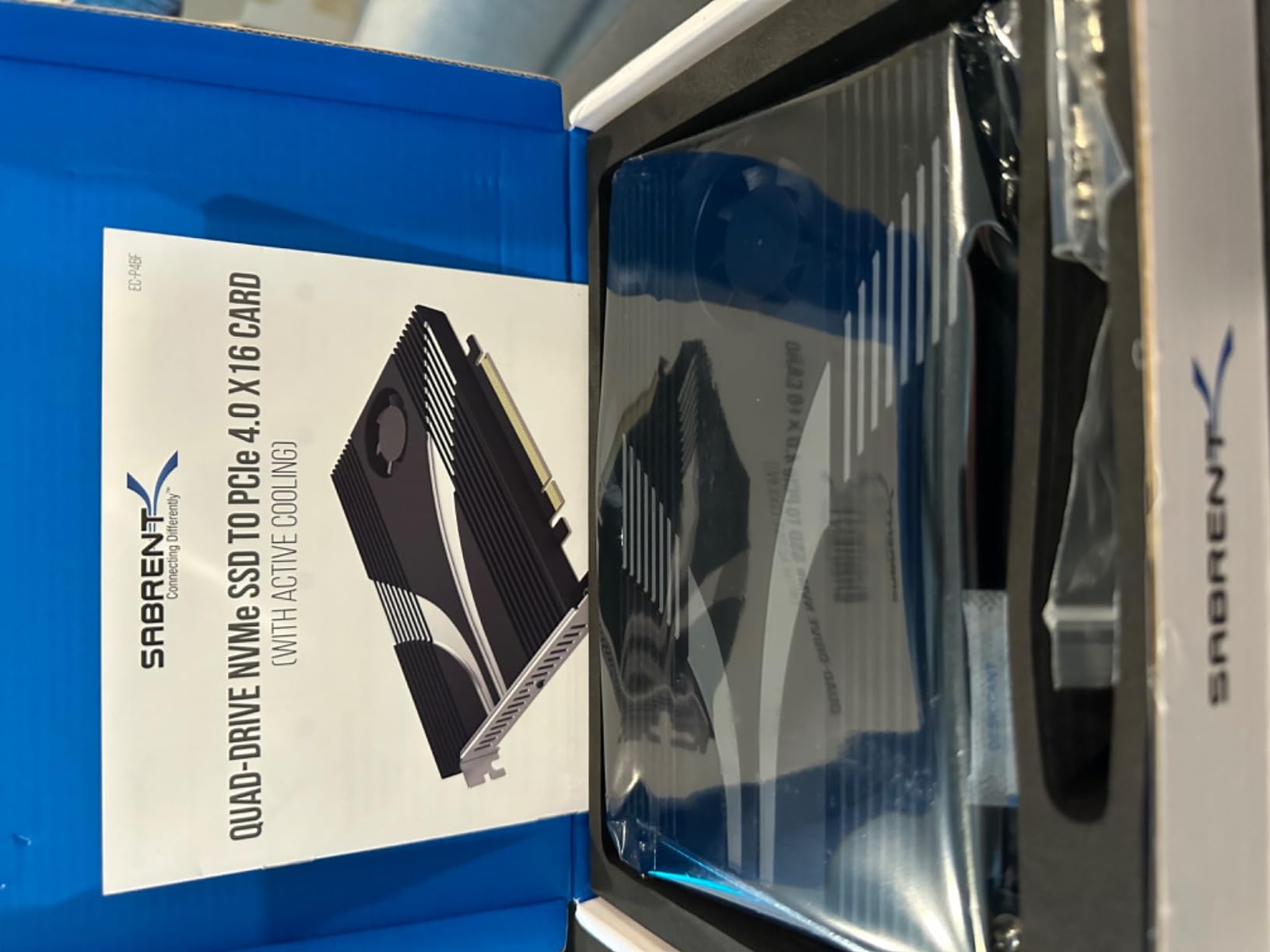 SABRENT 4-Drive M.2 NVMe to PCIe 4.0 x16 Adapter Card, Fan (EC-P4BF) | Card only, no SSD included, Requires motherboard PCIe bifurcation, M.2 M key 2230-2280, Aluminum, Switchable fan customer photo 2