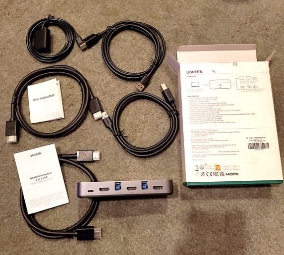 UGREEN HDMI KVM Switch 1 Monitor 2 Computers, Aluminum, 4K@60Hz, 4 USB 3.0 | for 2 PCs, KVM Switches Shares 1 Monitor, Keyboard, Mouse, Webcam, HDCP 2.2, HDR, 3D, with 2 HDMI & 2 USB Cables, Controller customer photo 2
