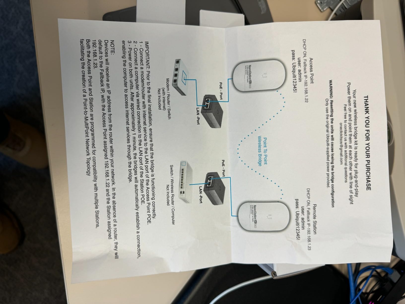 Wireless Bridge Ubiquiti LOCO5AC PRE-CONFIGURED, Bundle of 2 Ubiquiti Nanostation LOCO 5AC, Point to Point Outdoor WiFi Bridge, Plugh and Play, 5GHz, 450+Mbps, 10+km Link Range, Network Bridge customer photo 1