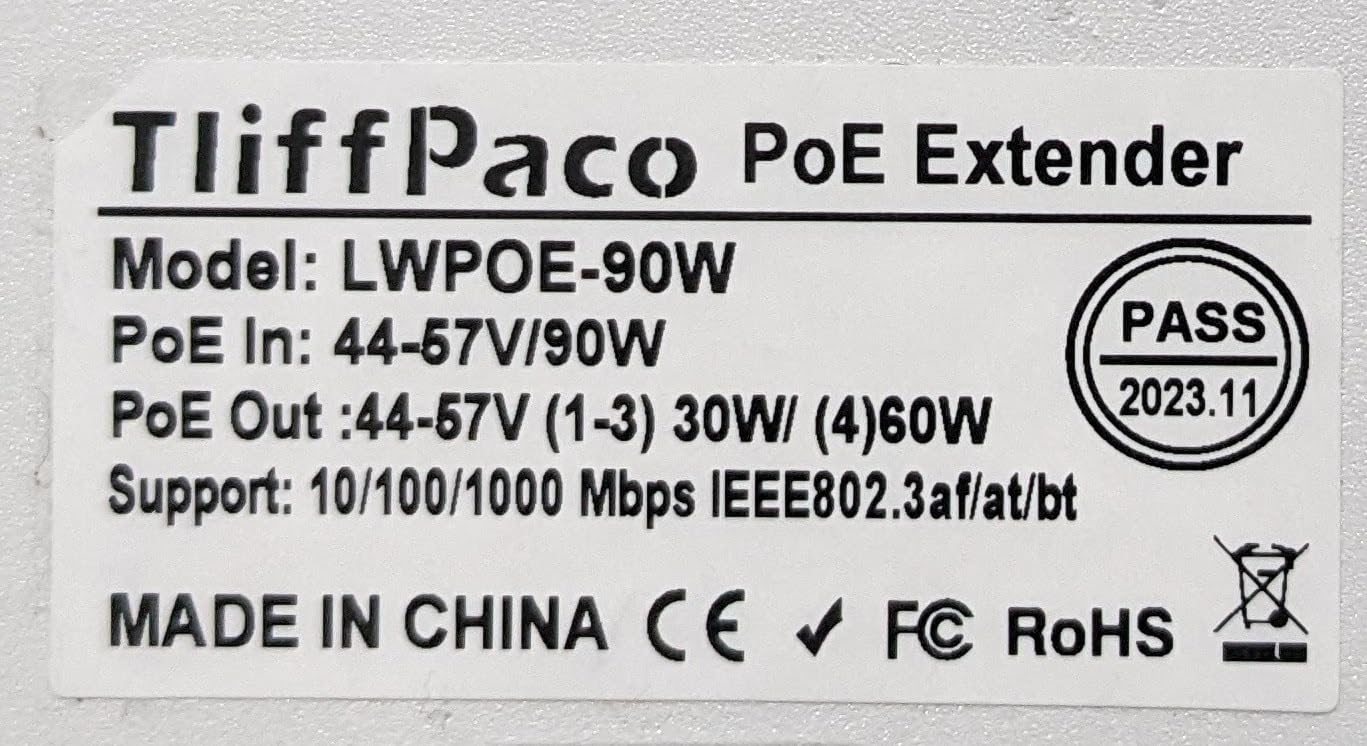 Outdoor Gigabit PoE Extender, 5 Port PoE Repeater, 90W in 60W Out Switch, Waterproof, Vlan, IEEE802.3af/at/bt Extend Additional 100m(328ft), 10/100/1000Mbps, Wall Mount Plug and Play customer photo 1