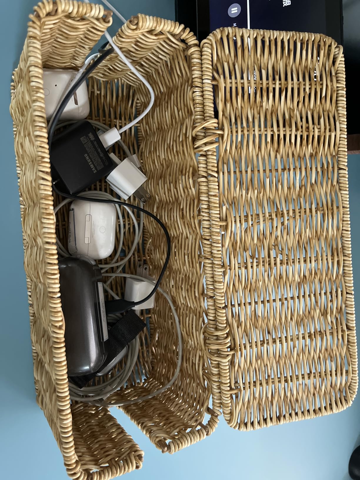 Cable Management Box, Handmade Rattan Cord Organizer for Power Strip customer photo 2