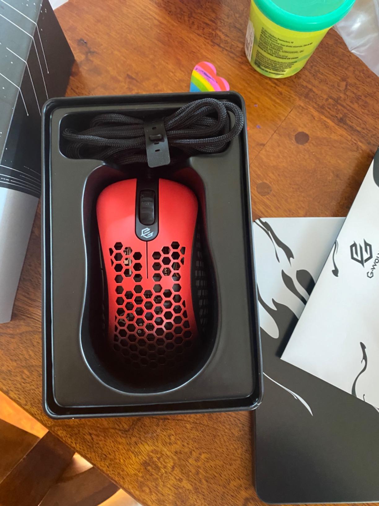 Gwolves Skoll Mini SK-S Black 50g Ultralight Weight Honeycomb Design Ergonomic Gaming Mouse with 3389 Sensor - PTFE Skates - 16,000DPI - Detachable Cable (Black) (Small) customer photo 2