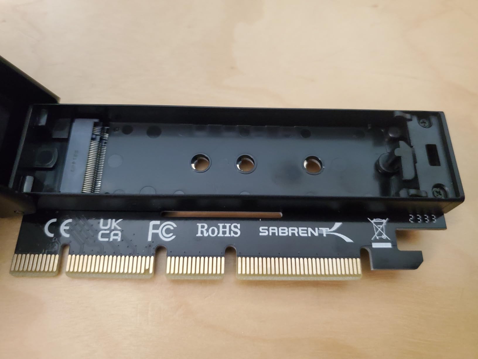 SABRENT M.2 NVMe SSD to PCIe x16 Adapter Card, Gen5, Heatsink | M-key NVMe only, Not for SATA M.2, 2230/2242/2260/2280, Aluminum heatsink, x4 electrical, Gen5 needs Gen5 slot customer photo 2