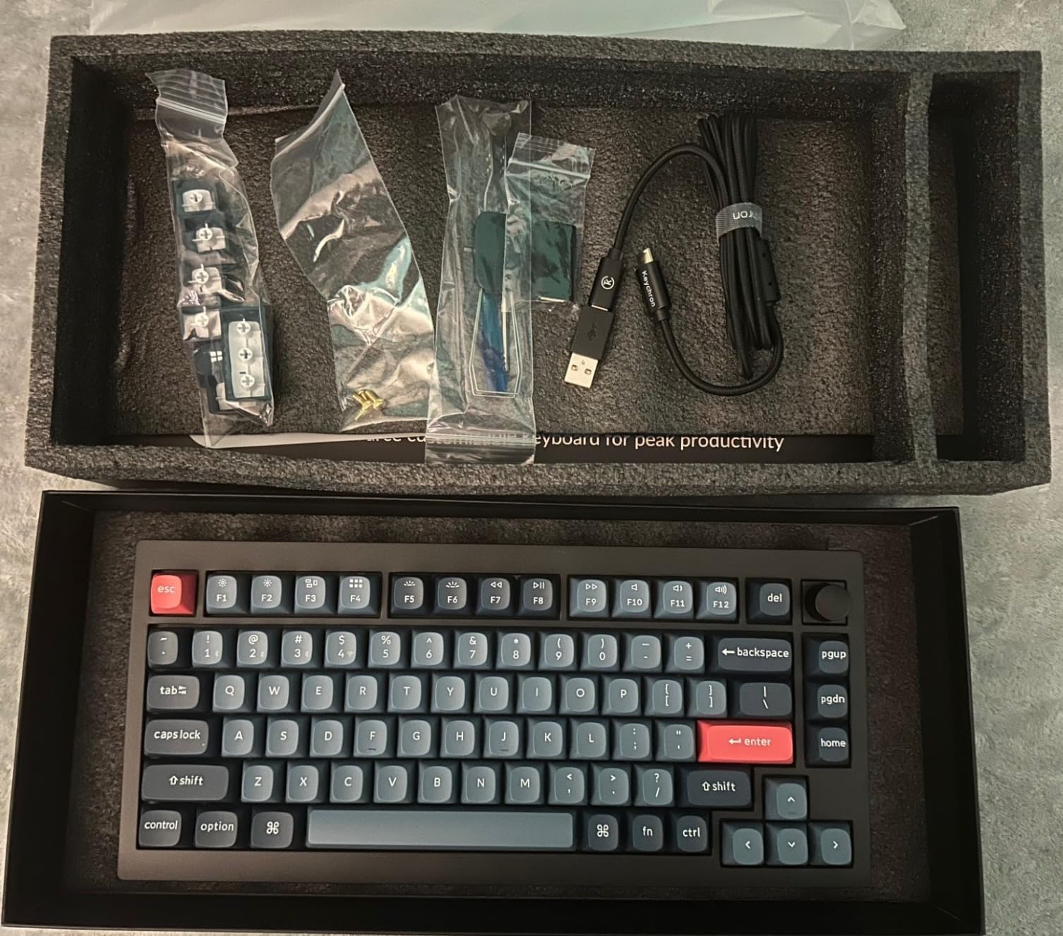 Keychron V1 Max QMK Wireless Mechanical Keyboard, 75% Layout Custom Knob | 2.4 GHz/Bluetooth 5.1/USB-C Wired, Hot-Swappable, Double-Shot PBT Keycaps, Gasket Mount, South-Facing RGB, Mac/Windows/Linux customer photo 1
